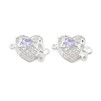Brass Micro Pave Cubic Zirconia Box Clasps KK-B125-07S-02-1