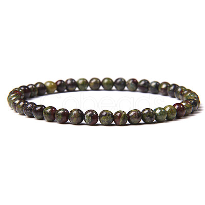 4mm Round Natural Dragon Blood Beads Bracelet for Men X-KG3069-27-1