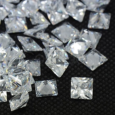 10PCS Clear Grade A Square Shaped Cubic Zirconia Pointed Back Cabochons X-ZIRC-M004-7x7mm-007-1