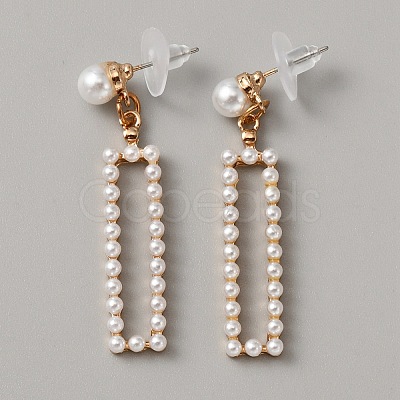 Plastic Imitation Pearl Beaded Geometric Dangle Stud Earrings EJEW-WH0013-57D-1