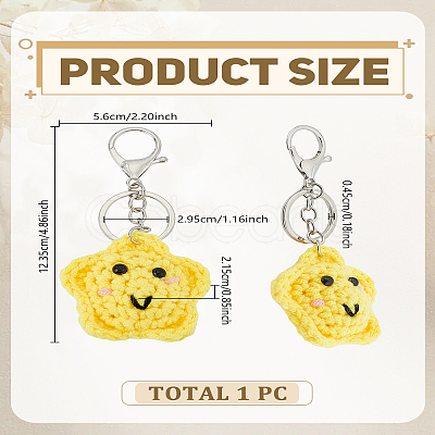 1Pc Star Acrylic Fiber Knitting Pendant Keychain KEYC-LP0001-59-1