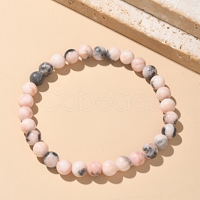 Natural Zebra Jasper Bead Stretch Bracelets BJEW-K212-A-035-1