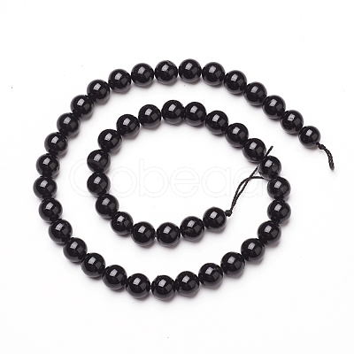 Natural Black Tourmaline Beads Strands X-G-L554-02-6mm-1