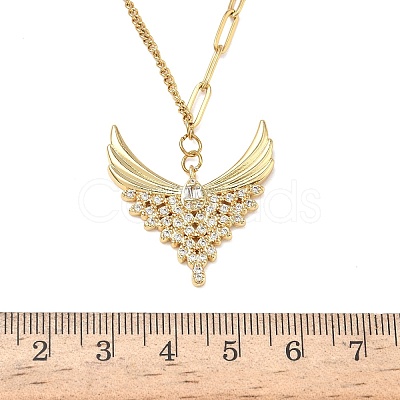 304 Stainless Steel Micro Pave Clear Cubic Zirconia Pendant Necklaces for Women LS-NJEW-Z103-01G-07-1