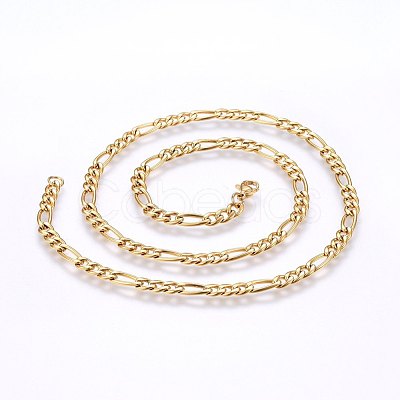 304 Stainless Steel Figaro Chain Necklaces MAK-L015-29A-1