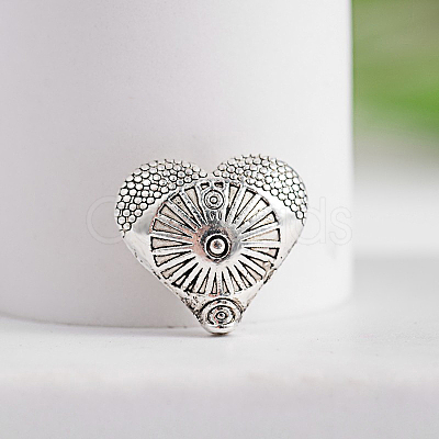 Tibetan Style Carved Heart Zinc Alloy Beads X-TIBEB-M028-01AS-1