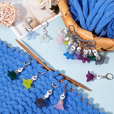 Flower Acrylic Pendant Locking Stitch Markers HJEW-SC00067-1