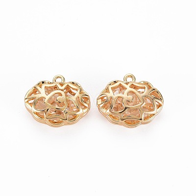 Brass with Clear Cubic Zirconia Pendants KK-S356-763-1