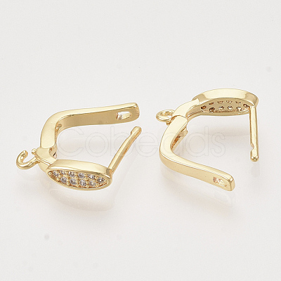 Brass Micro Pave Cubic Zirconia Hoop Earring Findings with Latch Back Closure KK-T048-032G-NF-1