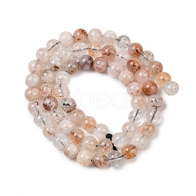 Natural Black Gold Rutilated Quartz Beads Strands X-G-P596-6mm-02-1
