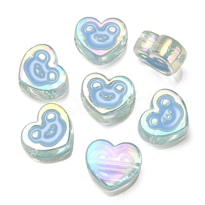 UV Plating Rainbow Iridescent Acrylic Enamel Beads X-OACR-G012-12-1