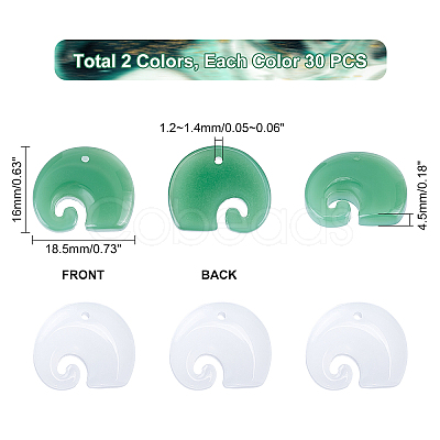 60Pcs 2 Colors Imitation Jade Glass Pendants GLAA-PH0001-96-1