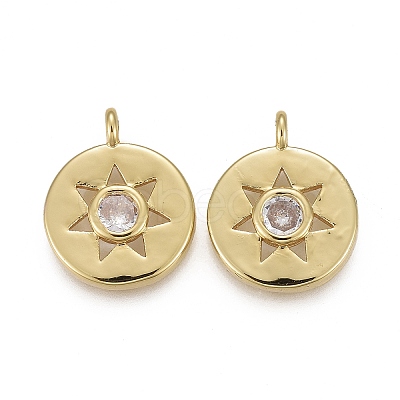 Brass Micro Pave Clear Cubic Zirconia Pendants KK-F821-23-1