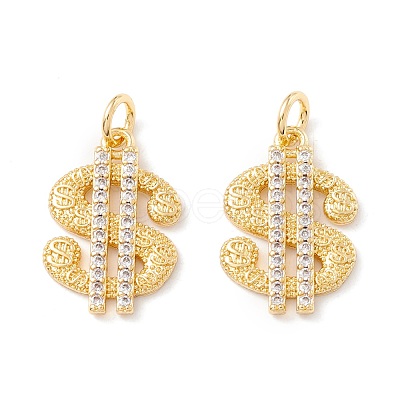 Brass Micro Pave Clear Cubic Zirconia Pendants ZIRC-P098-07G-1