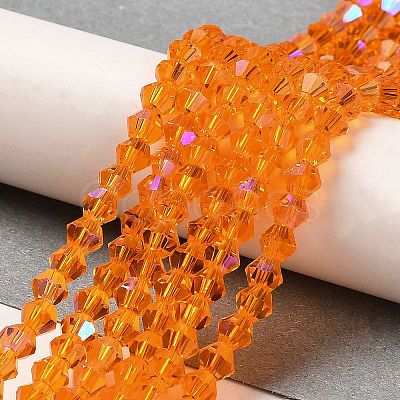 Transparent Electroplate Glass Beads Strands GLAA-F029-4mm-D23-1