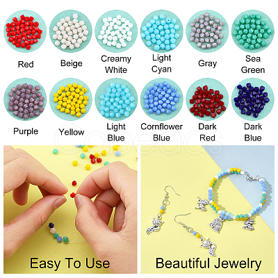 12 Strands 12 Colors Opaque Solid Color Glass Beads Strands GLAA-GA0001-24-1