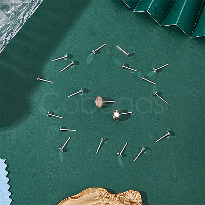 20Pcs 925 Sterling Silver Flat Round Stud Earring Findings STER-DC0001-28-1