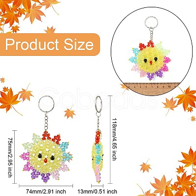 Plastic Beaded Pendant Keychain HJEW-CJC0009-01P-1