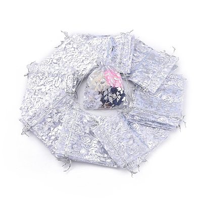 Rose Printed Organza Bags X-OP-R021-10x12-03-1
