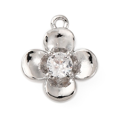 Brass Pave Clear Cubic Zirconia Charms KK-V016-20P-1