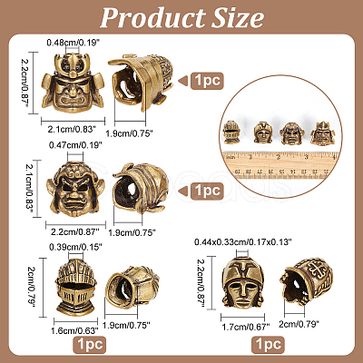 4Pcs 4 Styles Brass European Beads KK-NB0003-58-1