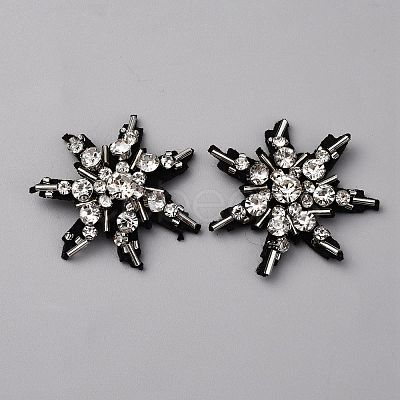 Glass Crystal Rhinestone Sew on Cloth Patches PATC-WH0008-226B-1