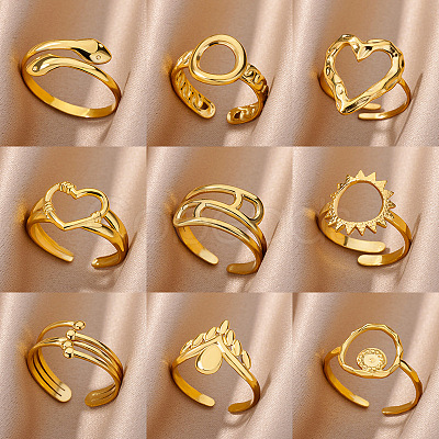 Simple Style 304 Stainless Steel Cuff Rings for Women FS-WGD177D-01-1