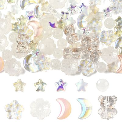 122Pcs 8 Styles Electroplate Transparent Glass Beads Sets EGLA-FS0001-51-1