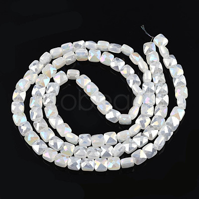 Electroplate Opaque Solid Color Glass Beads Strands EGLA-N002-43-01-1