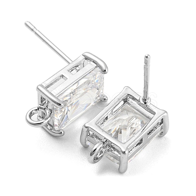 Brass with Cubic Zirconia Stud Earring Findings X-KK-Q789-14P-1