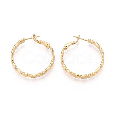 Oval Brass Hoop Earrings EJEW-T047-97G-1