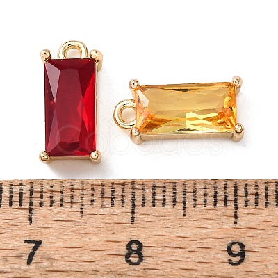 Brass Glass Charms KK-Z141-09G-1