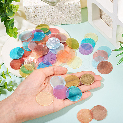 80Pcs 8 Colors Dyed Natural Capiz Shell Connector Charms BSHE-TA0001-21-1