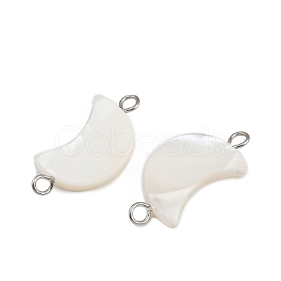 Natural Shell Moon Connector Charms STAS-D378-24P-1