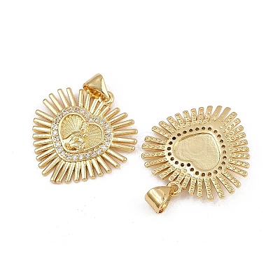 Brass Micro Pave Clear Cubic Zirconia Pendants ZIRC-I367-13G-07-1