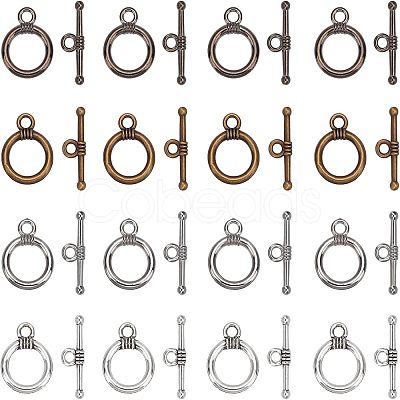 SUPERFINDINGS 120 Sets 4 Colors CCB Plastic Toggle Clasps CCB-FH0001-05-1