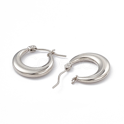 Tarnish Resistant 201 Stainless Steel Hoop Earrings with 304 Stainless Steel Pins for Women EJEW-B016-06P-1