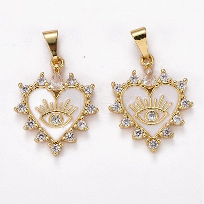 Brass Clear Cubic Zirconia Pendants ZIRC-J025-67G-06-1