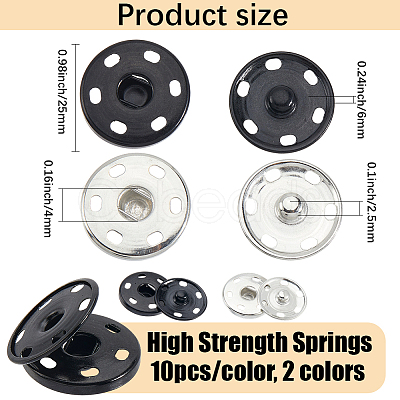 20Pcs 2 Colors Brass Snap Buttons KK-CY0001-03-1