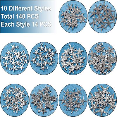 Tibetan Style Alloy Starfish/Sea Stars Shape Pendants TIBEP-PH0001-14AS-RS-1