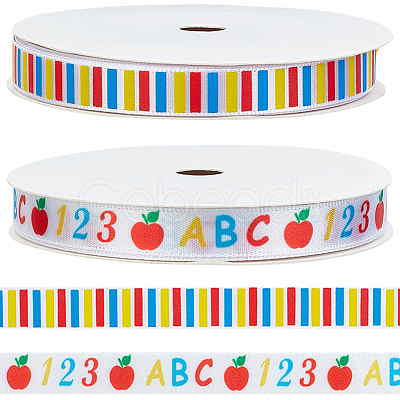2 Rolls 2 Styles Back to School Polyester Ribbon OCOR-CY0003-75B-1