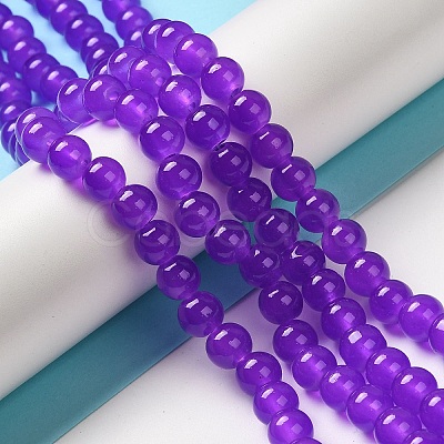 Baking Paint Imitation Jade Glass Round Bead Strands X-DGLA-Q021-8mm-27-1