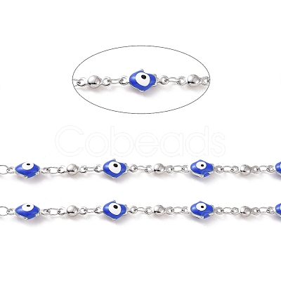 Enamel Hamsa Hand with Evil Eye Link Chains CHS-G023-02P-01-1