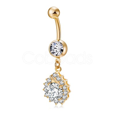 Brass Cubic Zirconia Navel Ring AJEW-EE0004-09-1