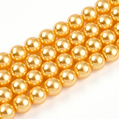 Baking Paint Pearlized Glass Pearl Bead Strands HY-N002-6mm-A08-1