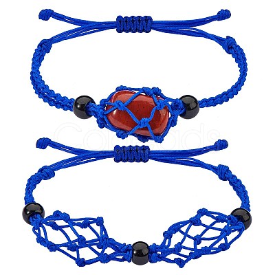 Adjustable Braided Nylon Cord Macrame Pouch Bracelet Making AJEW-SW00013-09-1