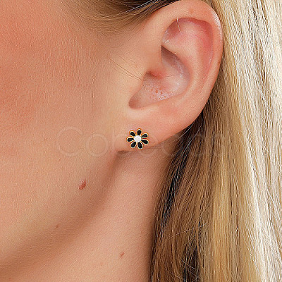 Real 18K Gold Plated 201 Stainless Steel Stud Earrings for Women TL9676-7-1