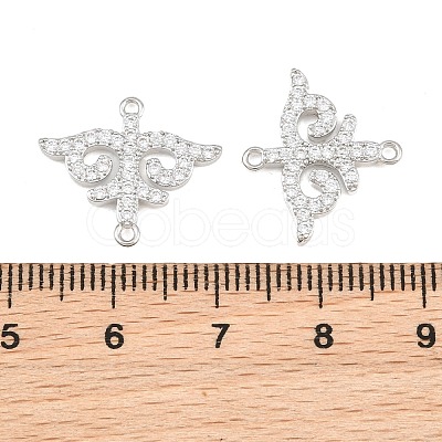Brass Micro Pave Clear Cubic Zirconia Connector Charms CU-CBA7BFE-03D-P-1