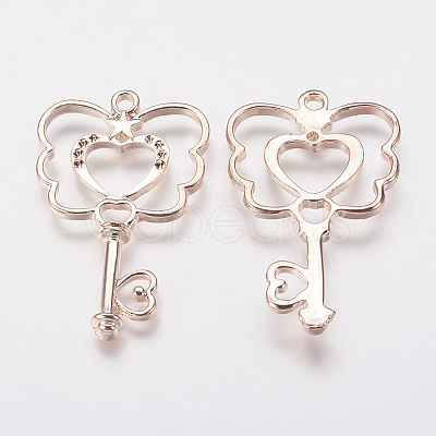 Long-Lasting Plated Alloy Open Back Bezel Pendants PALLOY-P166-21RG-A-1