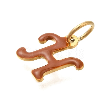 Ion Plating(IP) 304 Stainless Steel Enamel Alphabet Charms STAS-F308-02G-H-1
